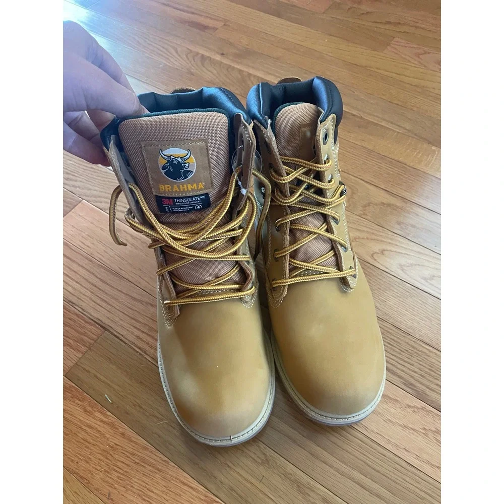 Brahma Defender Mens Work Boots Wheat Leather Waterproof Insulated 7.5 XW NEW